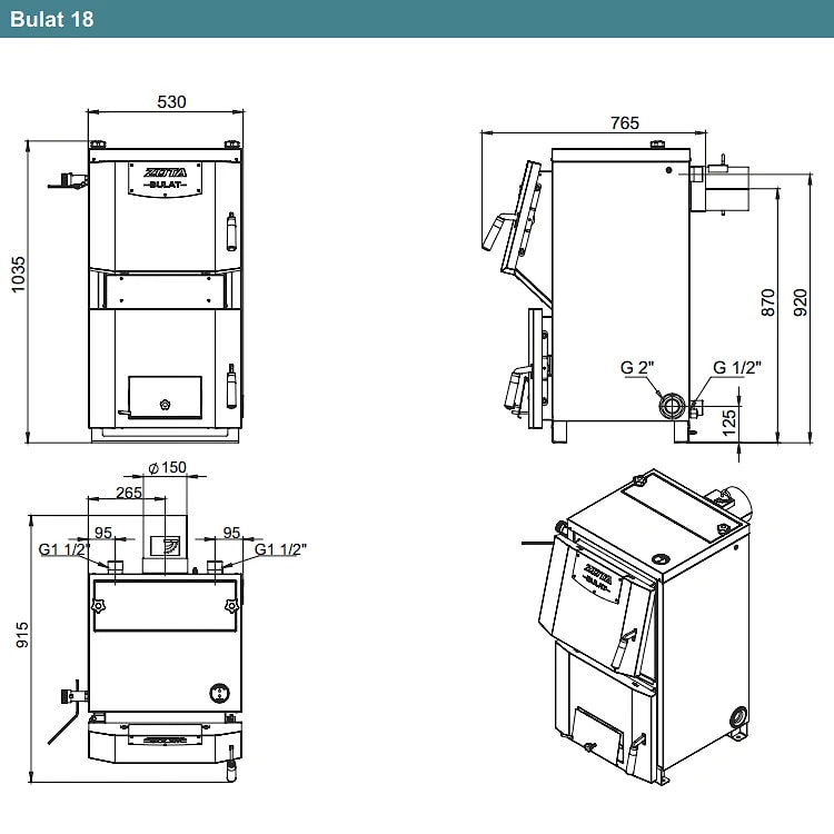 Котел твердотопливный ZOTA Bulat 18